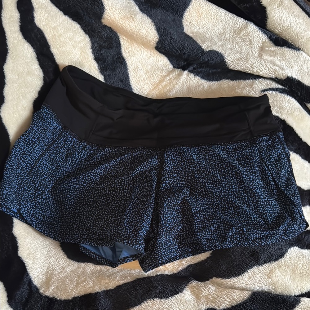 Lululemon Black and Blue Patterned Athletic Shorts